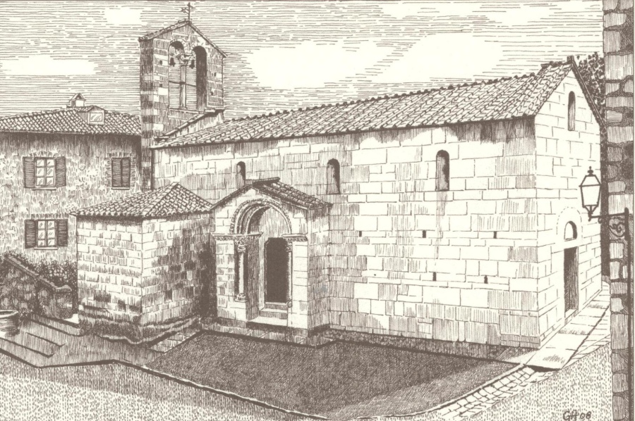 San Quirico_Chiesa S.Maria Assunta - disegno di Agostino Goilinelli