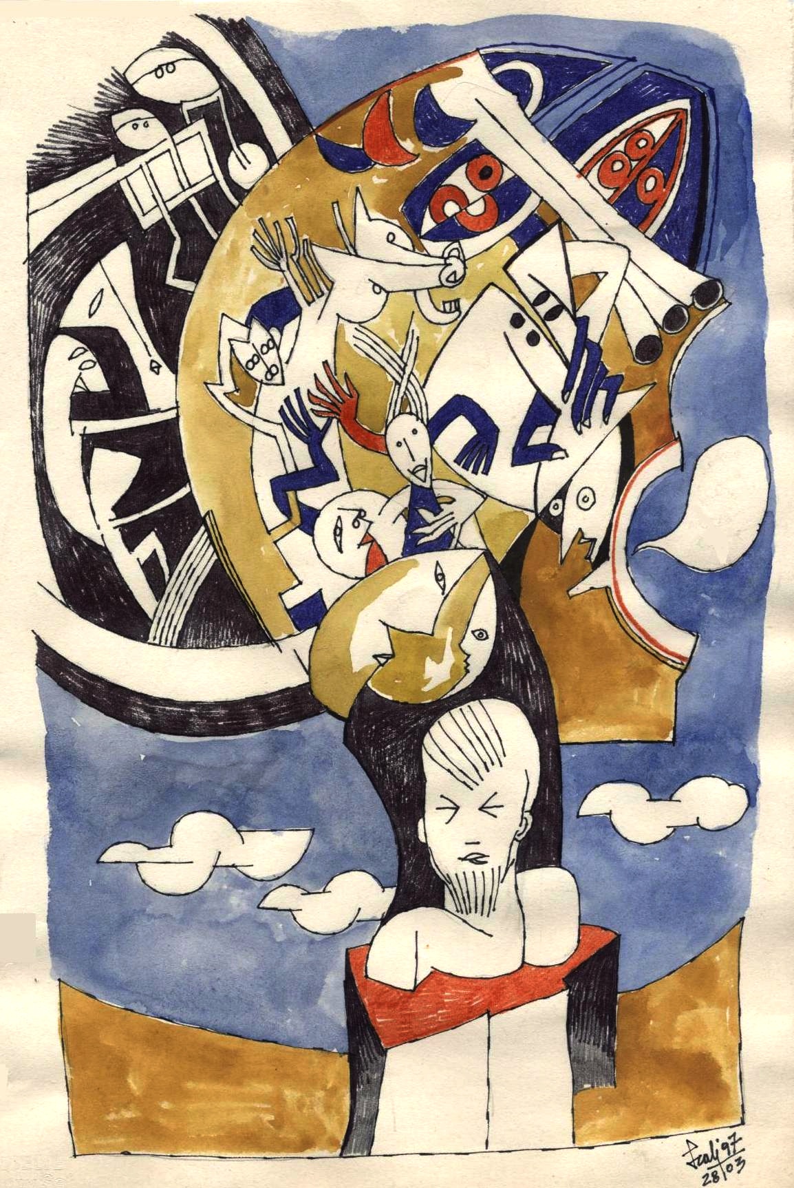 Pensieri - disegno di Luciano Scali