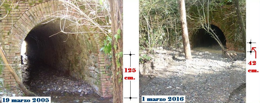 Tombino del Serpentaio - confronto 2005 - 2016