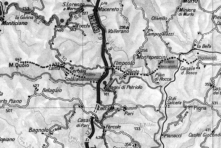 I luoghi dell'eccidio di Rigosecco. Immagine tratta da: 1944. Un episodio di lotta partigiana, di C. Biscarini e G. Civitelli.