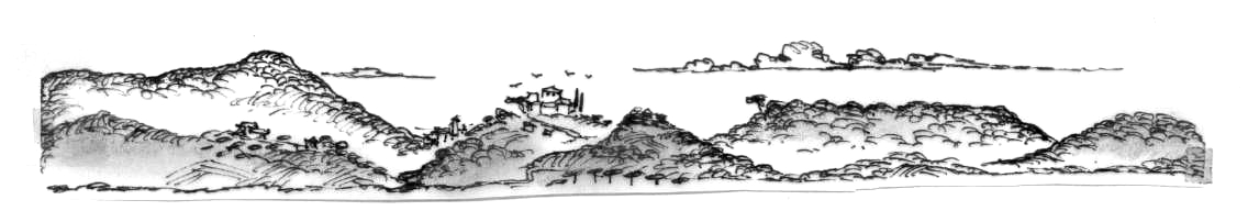 Vista di Murlo - disegno di Luciano Scali