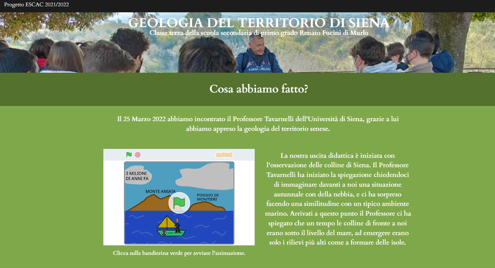 Il sito web sulla geologia del territorio senese - Scuola di Murlo per progetto ESCAC