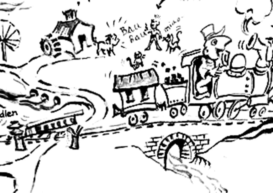 Il Sentiero didattico della ferrovia delle Miniere di Murlo - disegno di Luciano Scali