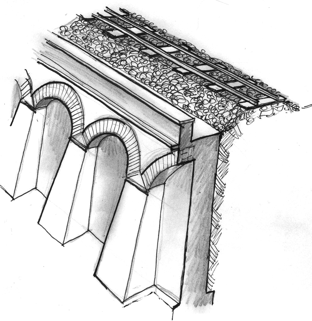 Muro di sostegno con contrafforti e archi