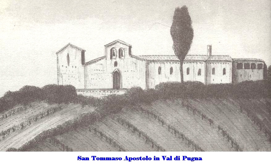 Chiesa di San Tommaso Apostolo in Val di Pugna (da un disegno del Romagnoli)
