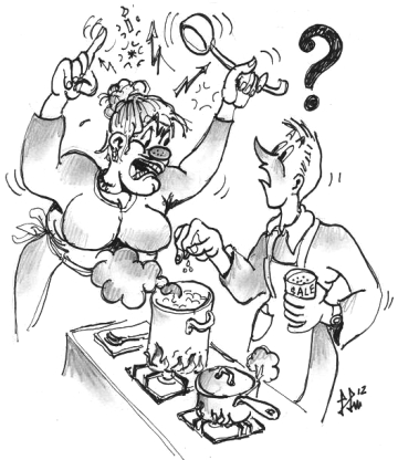 Quando si sala l'acqua per la pasta? - disegno dio Luciano Scali