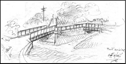 Il nuovo ponte sul Crevole - disegno di Luciano Scali
