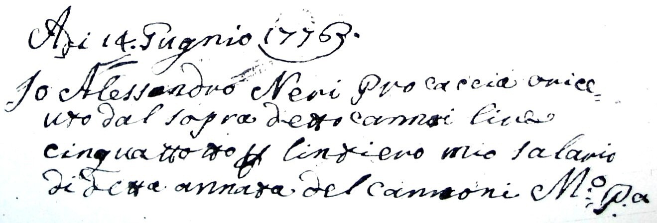Ricevuta di pagamento del postino Alessandro Neri