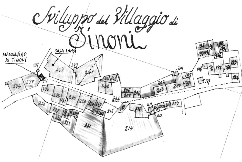 Il borgo di Tinoni nel Catasto Leopoldino del 1821