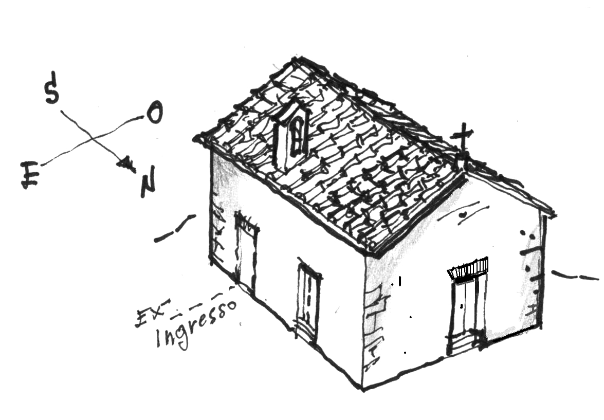 Piantasala - La Cappella nel XV secolo - disegno di Luciano Scali