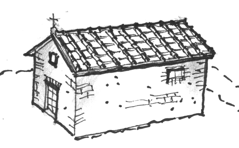 Piantasala - La Cappella prima del XV secolo - disegno di Luciano Scali