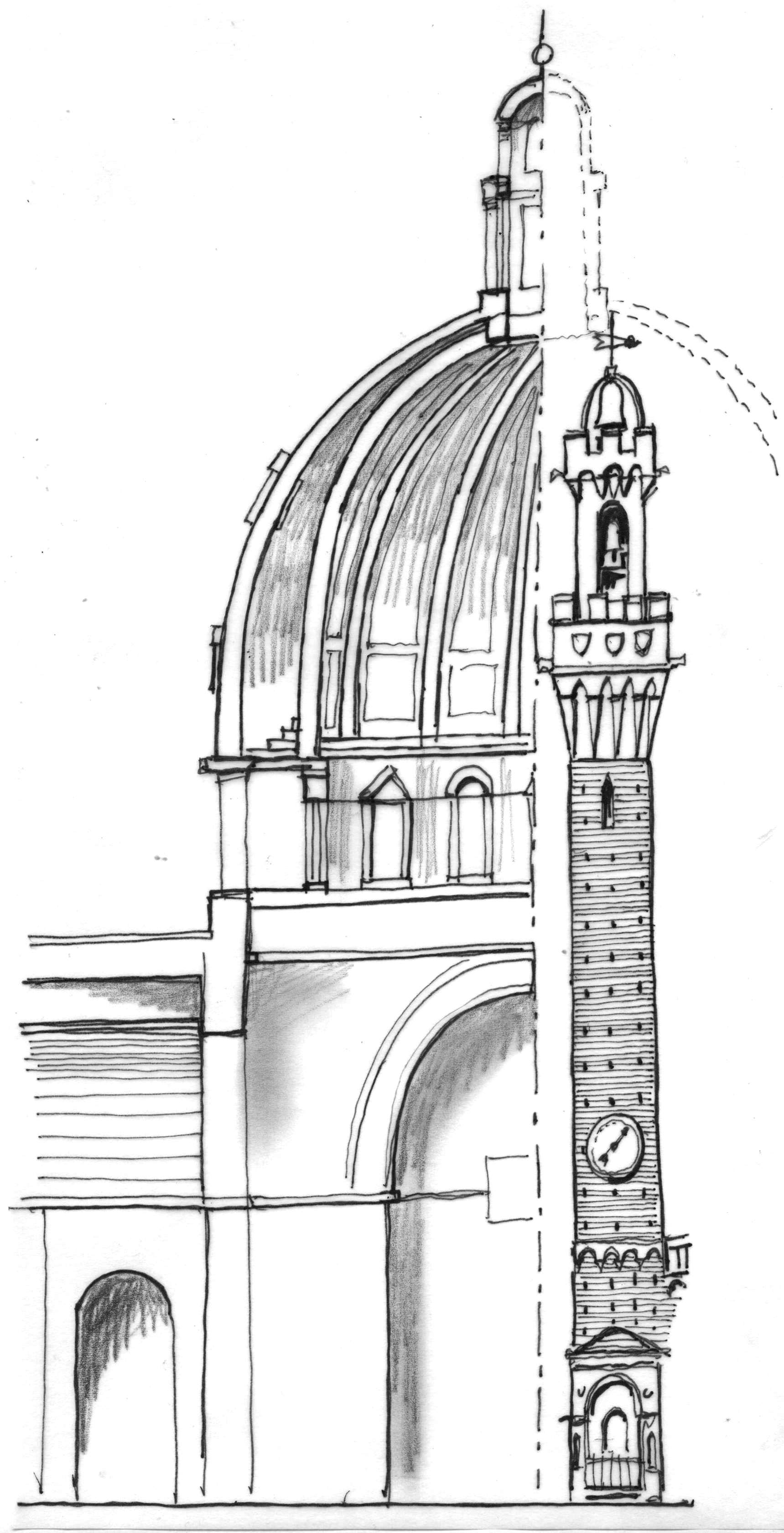 La torre del Mangia e San Pietro a Roma