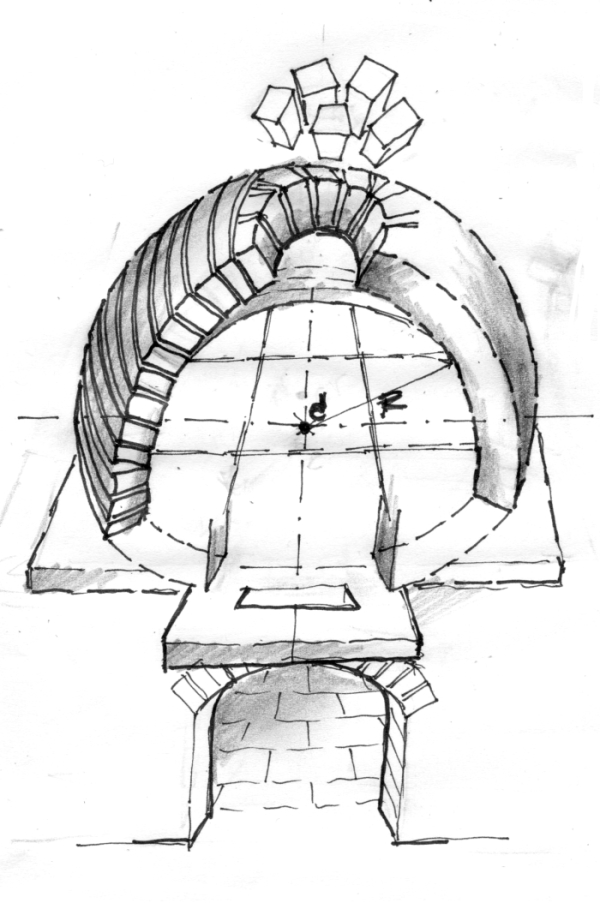 Fig. 1 - Forno a legna per pane - Disegno di Luciano Scali