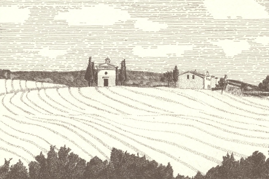 San Quirico_Cappella di Vitaleta - disegno di Agostino Golinelli