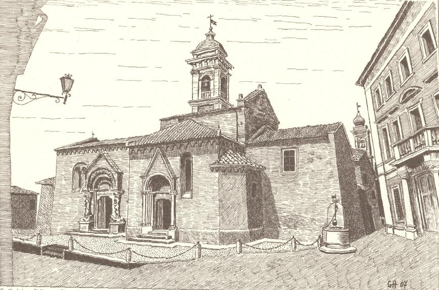 San Quirico_Collegiata - disegno di Agostino Golinelli