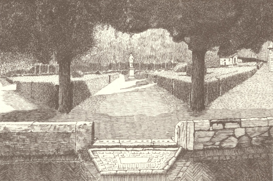 San Quirico_Horti Leonini - disegno di Agostino Golinelli