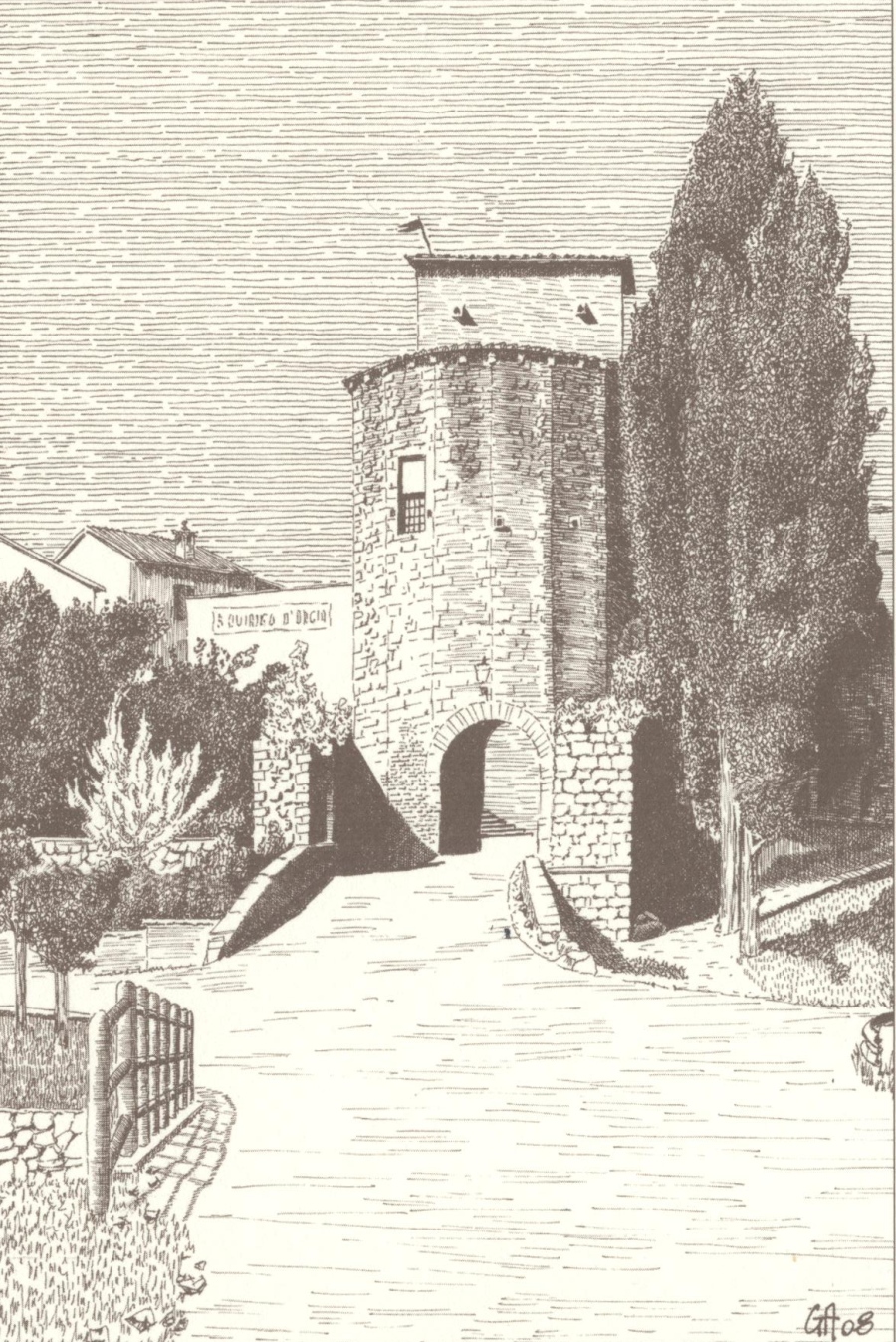 San Quirico_Porta ai Cappuccini-Esterno - disegno di Agostino Golinelli